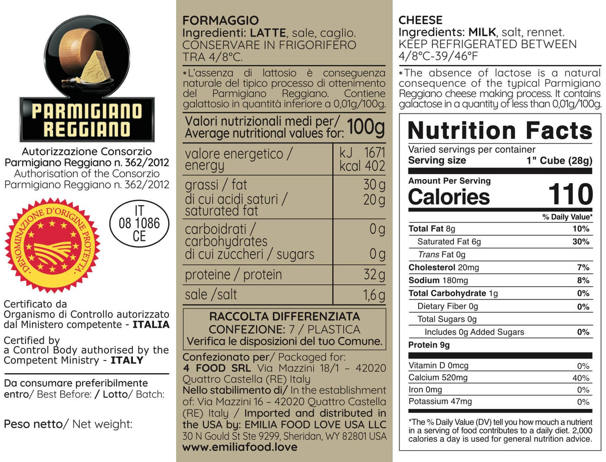 Parmigiano Reggiano PDO 18 months